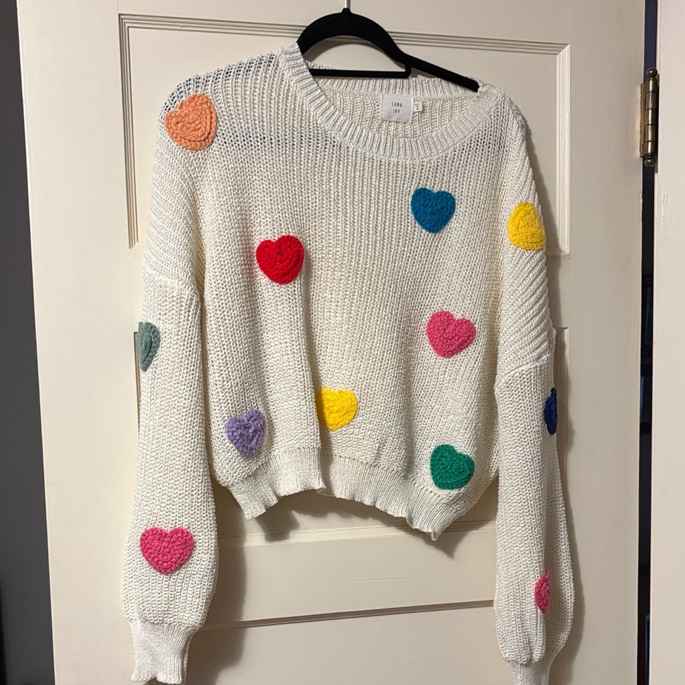 Colorful Heart Patterned Sweater